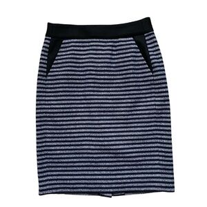 J.Crew Navy and White Striped Pencil Skirt Wool 4
